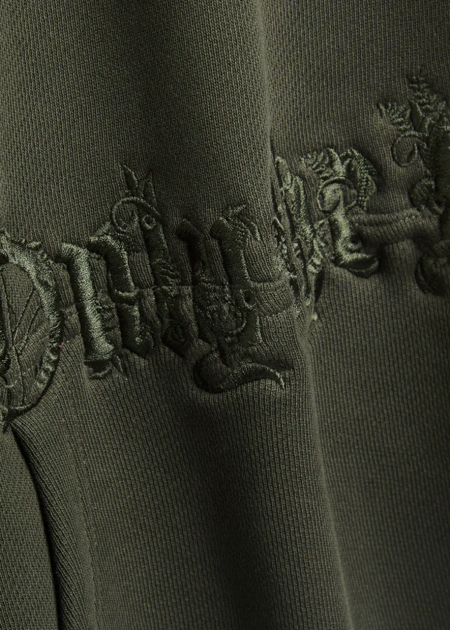 Baroque Calligraphy embroidered hooded cotton sweatshirt