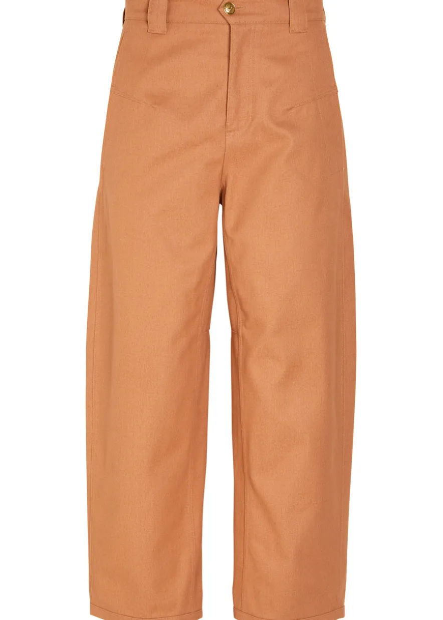 Barrel-leg canvas trousers