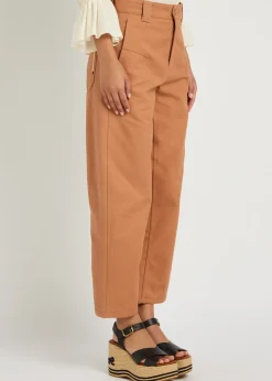 Barrel-leg canvas trousers