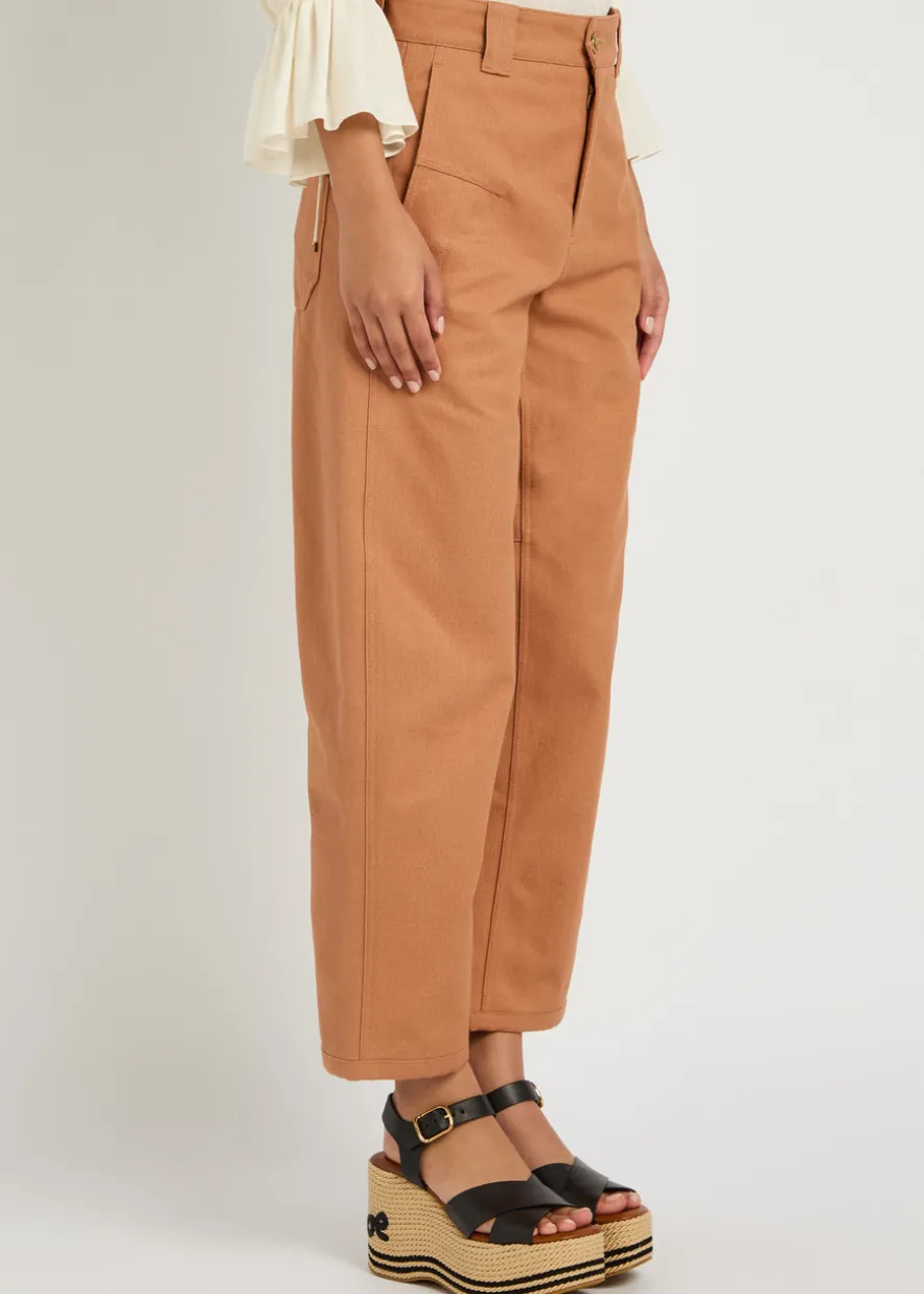 Barrel-leg canvas trousers