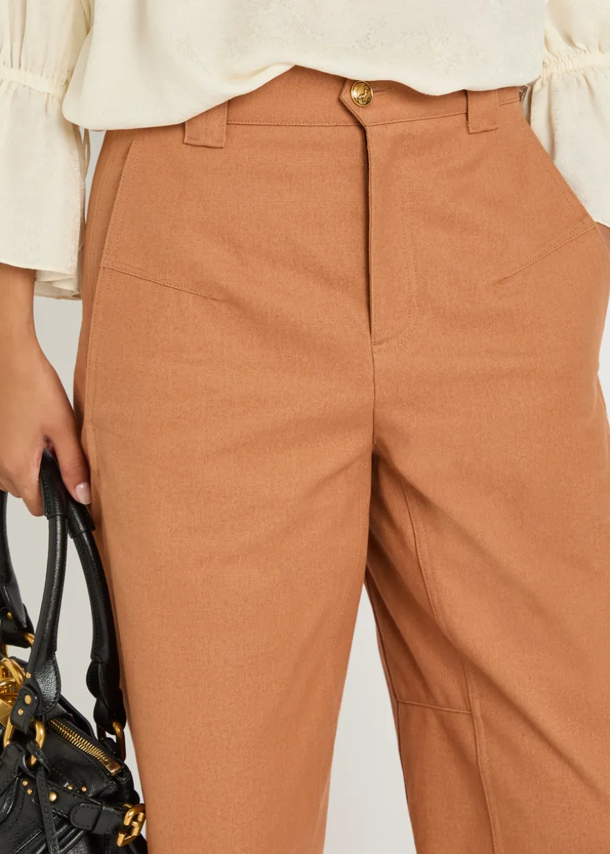 Barrel-leg canvas trousers