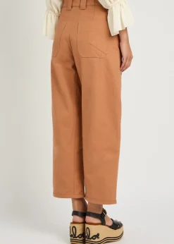 Barrel-leg canvas trousers