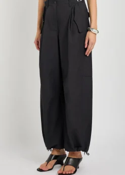 Barrel-leg cotton-blend cargo trousers