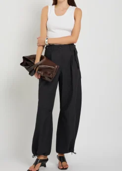 Barrel-leg cotton-blend cargo trousers