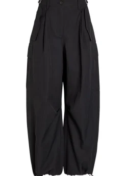 Barrel-leg cotton-blend cargo trousers