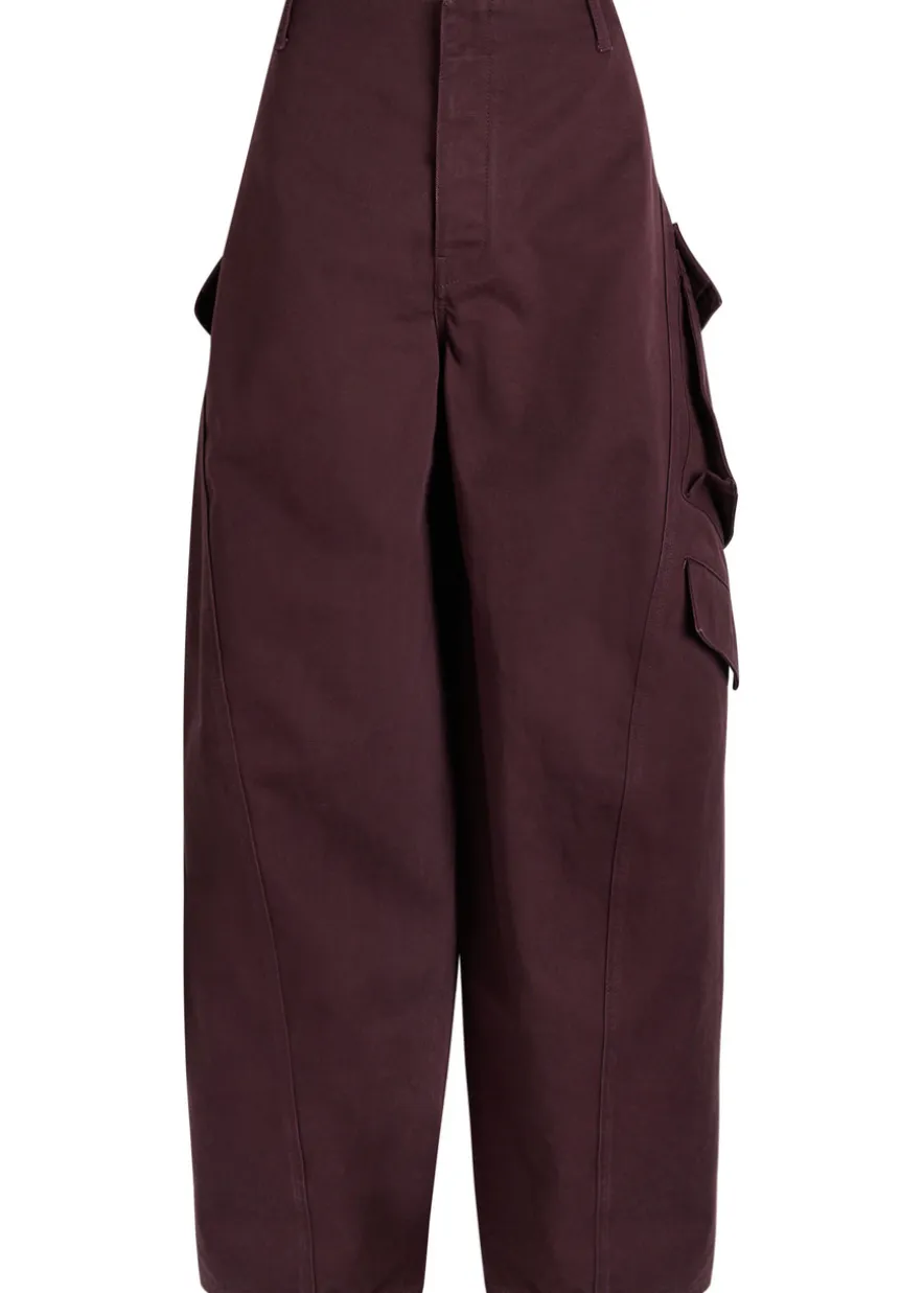 Barrel-leg cotton cargo trousers