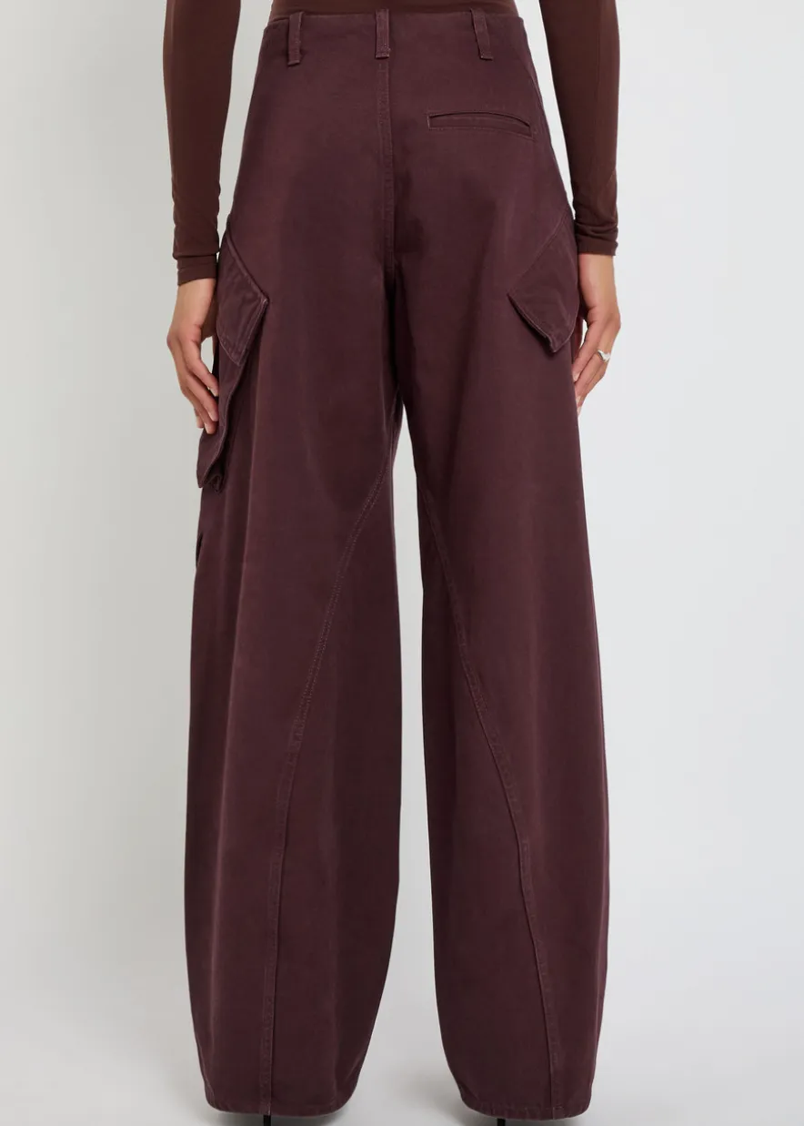 Barrel-leg cotton cargo trousers