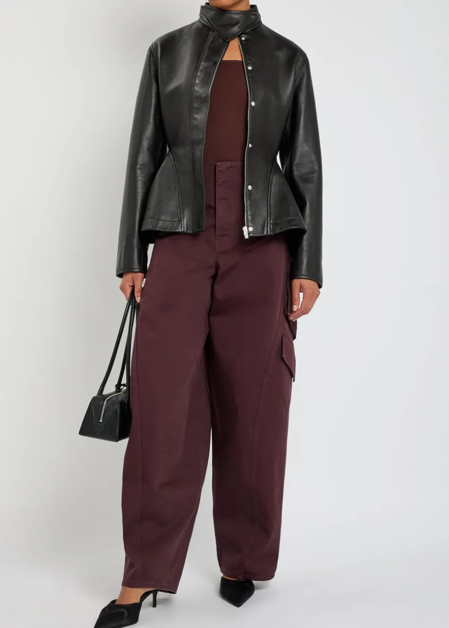 Barrel-leg cotton cargo trousers