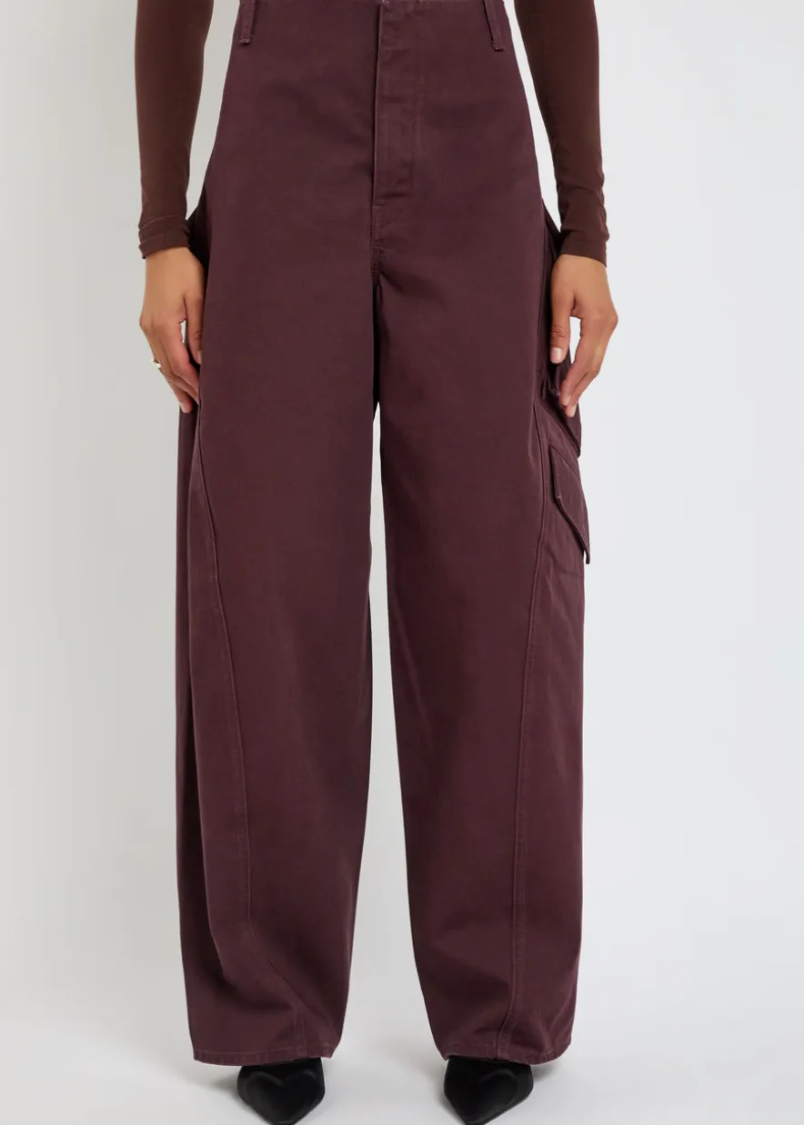 Barrel-leg cotton cargo trousers