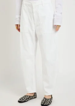 Barrel-leg cotton trousers