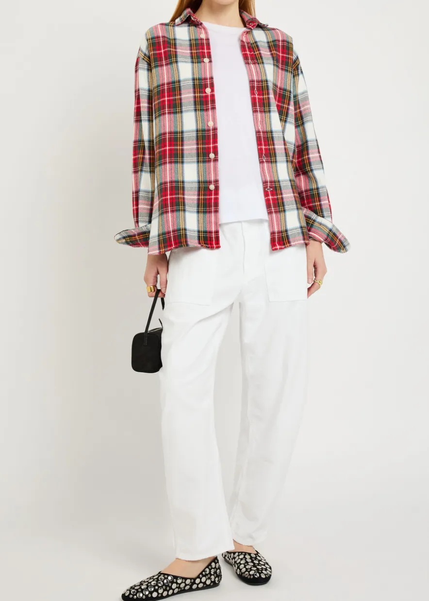 Barrel-leg cotton trousers