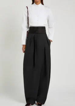 Barrel-leg silk and stretch-wool trousers