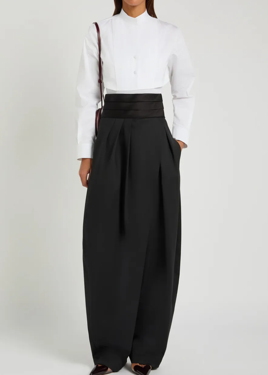 Barrel-leg silk and stretch-wool trousers