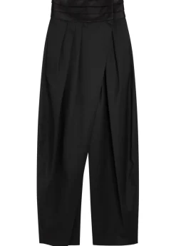 Barrel-leg silk and stretch-wool trousers