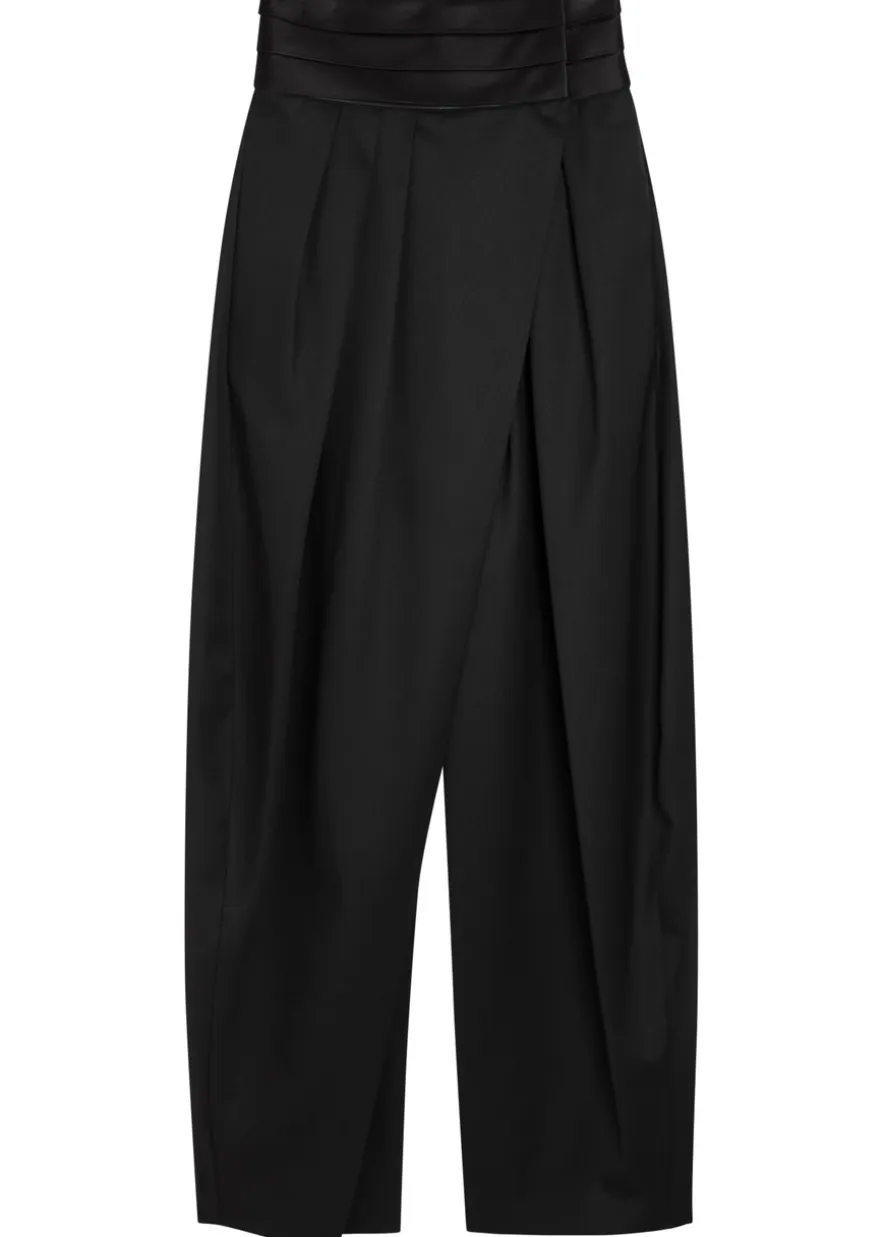Barrel-leg silk and stretch-wool trousers