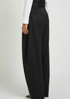 Barrel-leg silk and stretch-wool trousers