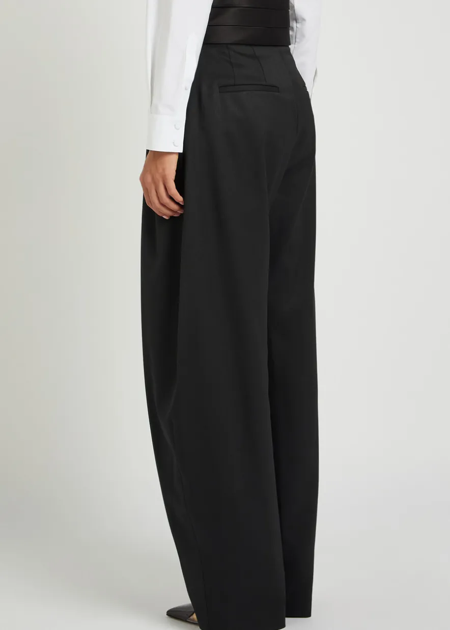 Barrel-leg silk and stretch-wool trousers