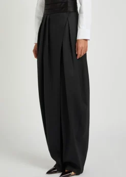 Barrel-leg silk and stretch-wool trousers