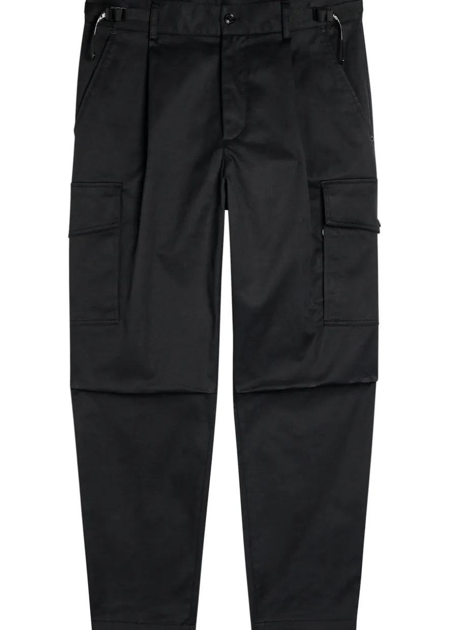 Barrel-leg stretch-cotton cargo trousers