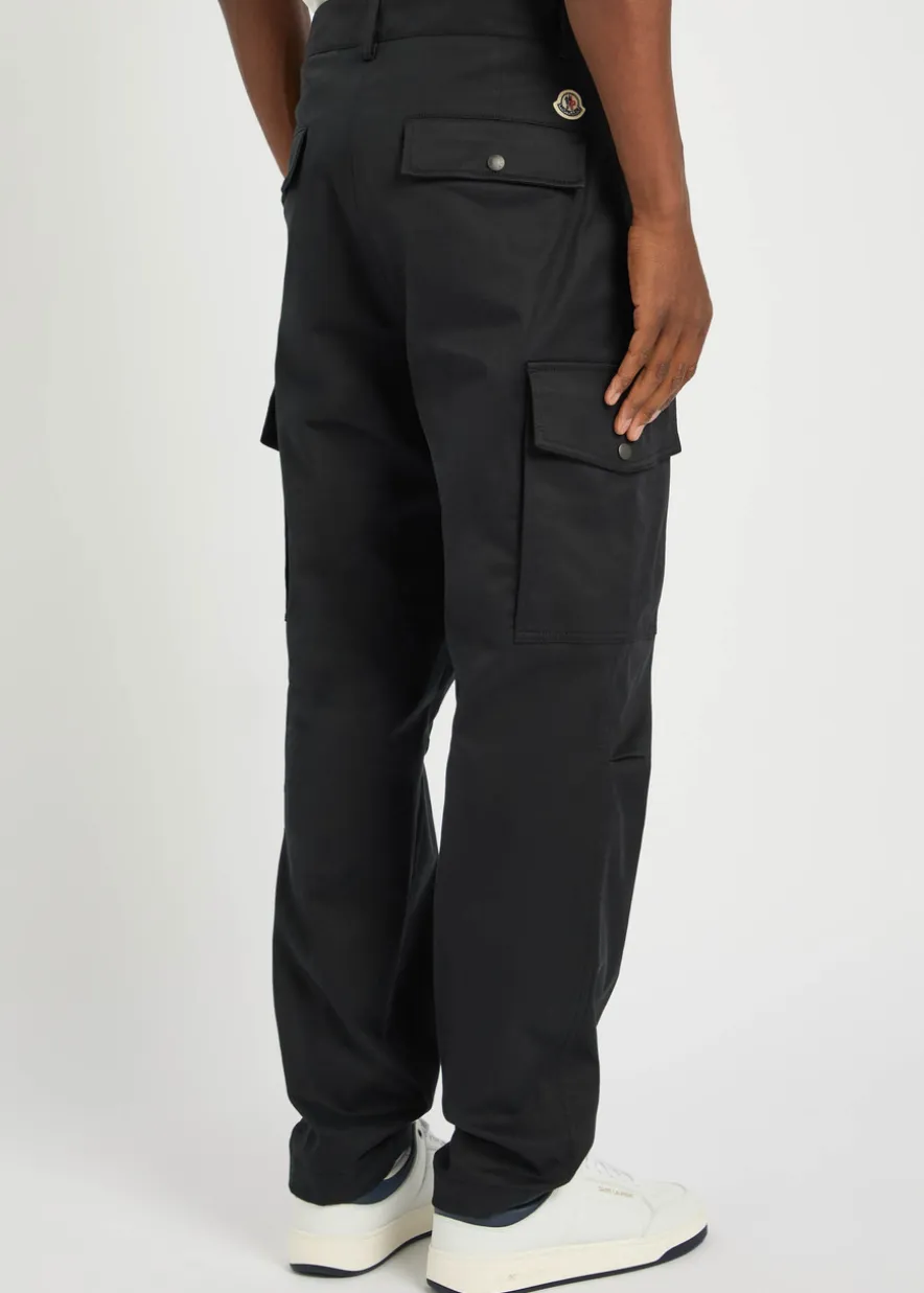 Barrel-leg stretch-cotton cargo trousers