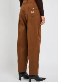 Barrel-leg stretch-cotton trousers