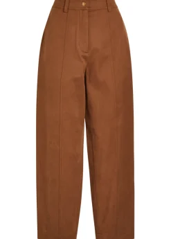 Barrel-leg stretch-cotton trousers