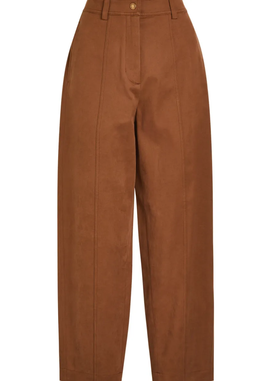 Barrel-leg stretch-cotton trousers