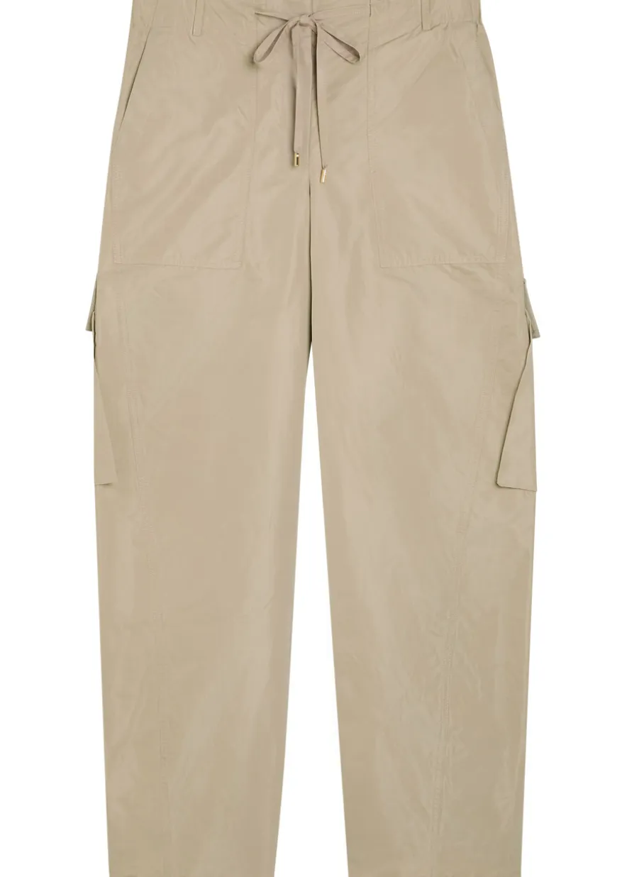 Barrel-leg taffeta cargo trousers