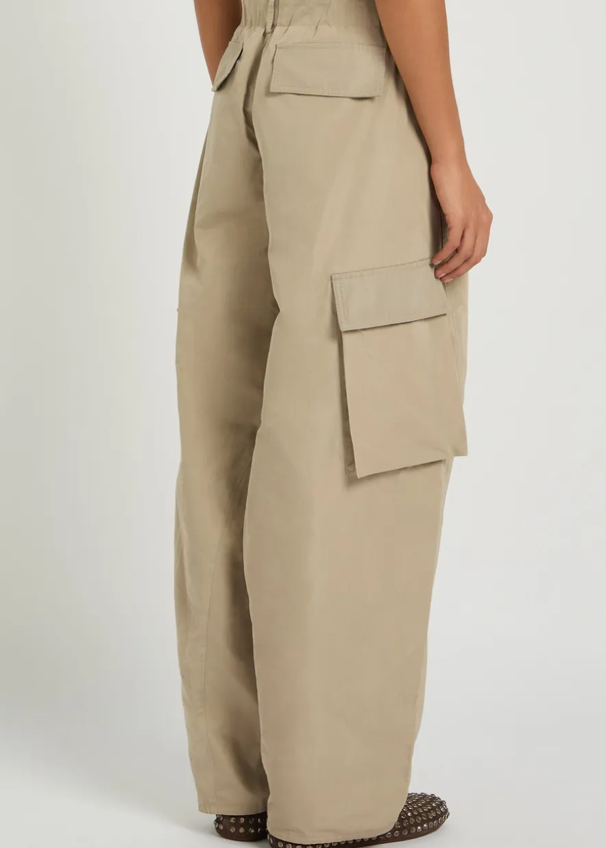 Barrel-leg taffeta cargo trousers