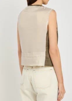 Base linen and silk-blend waistcoat