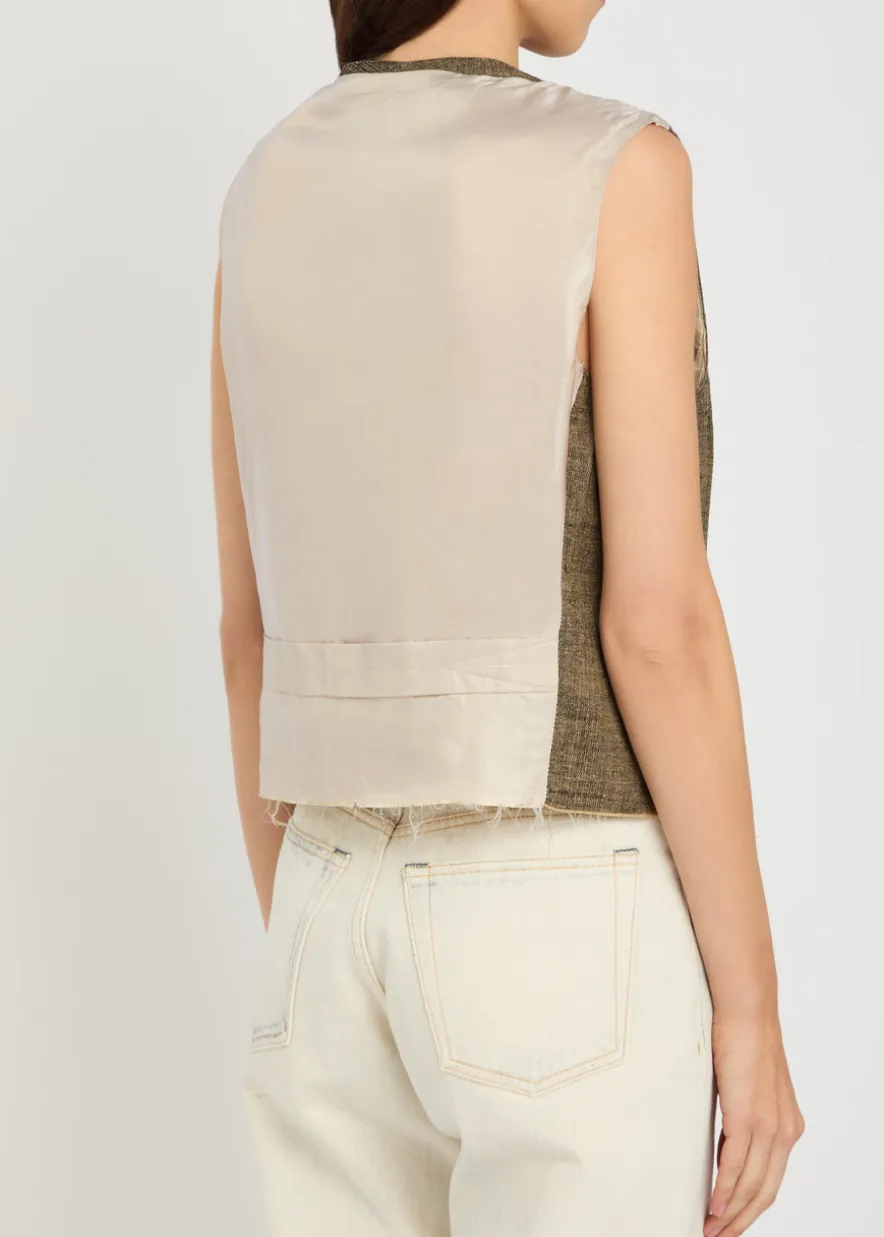 Base linen and silk-blend waistcoat