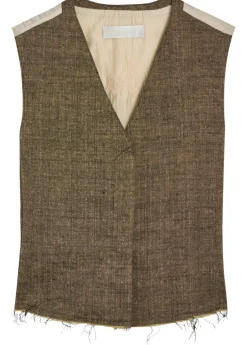 Base linen and silk-blend waistcoat
