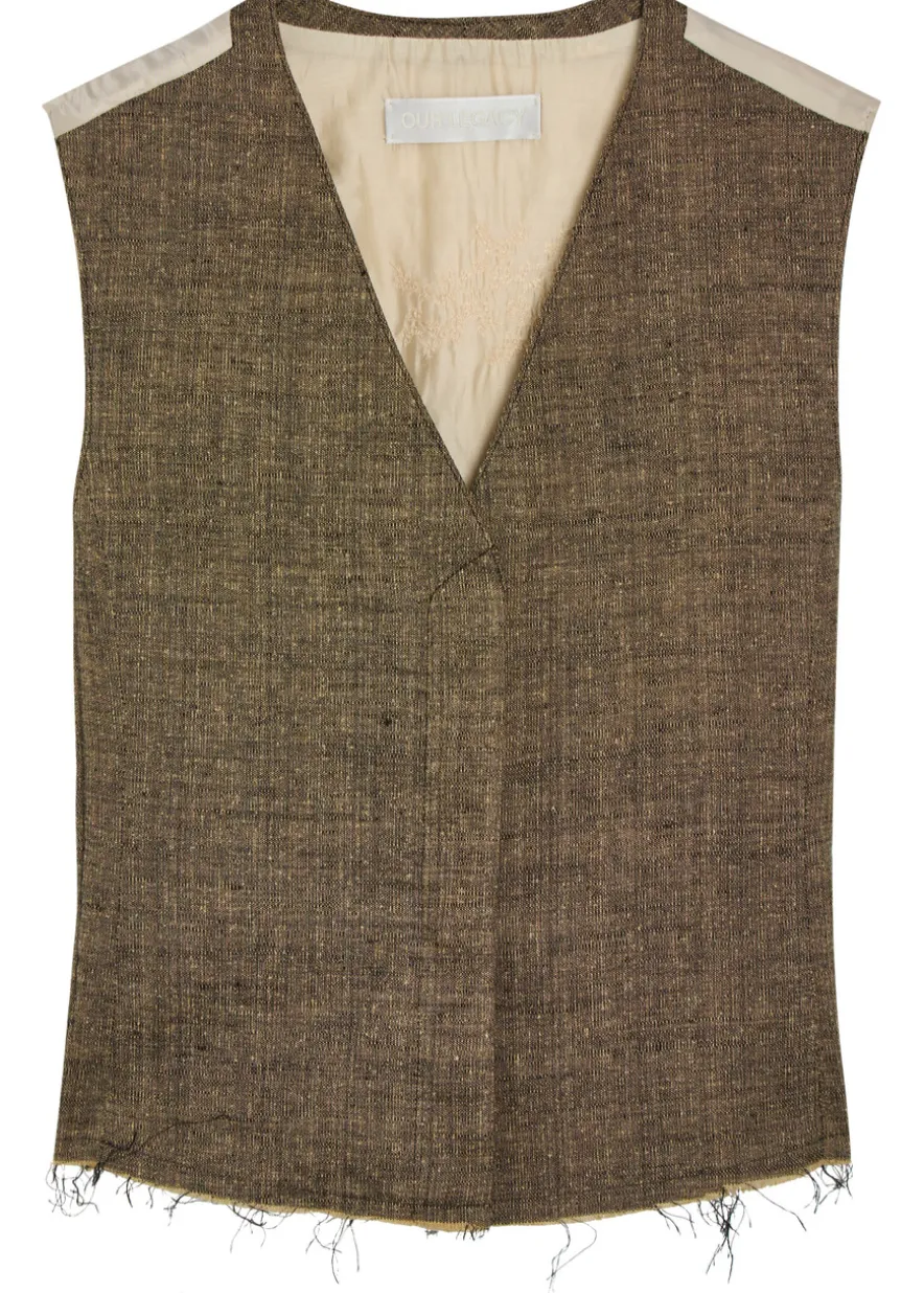Base linen and silk-blend waistcoat