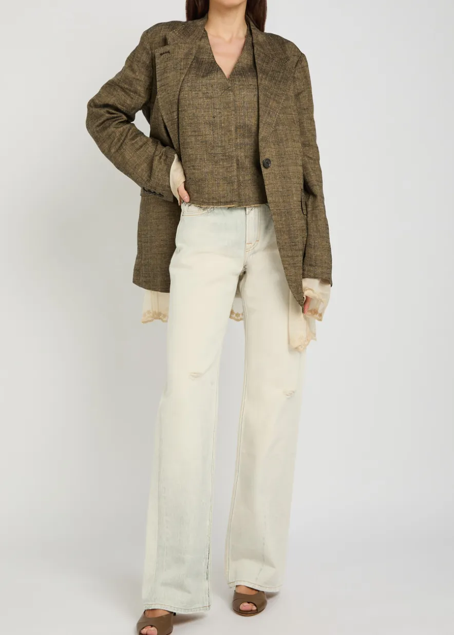 Base linen and silk-blend waistcoat