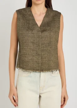 Base linen and silk-blend waistcoat