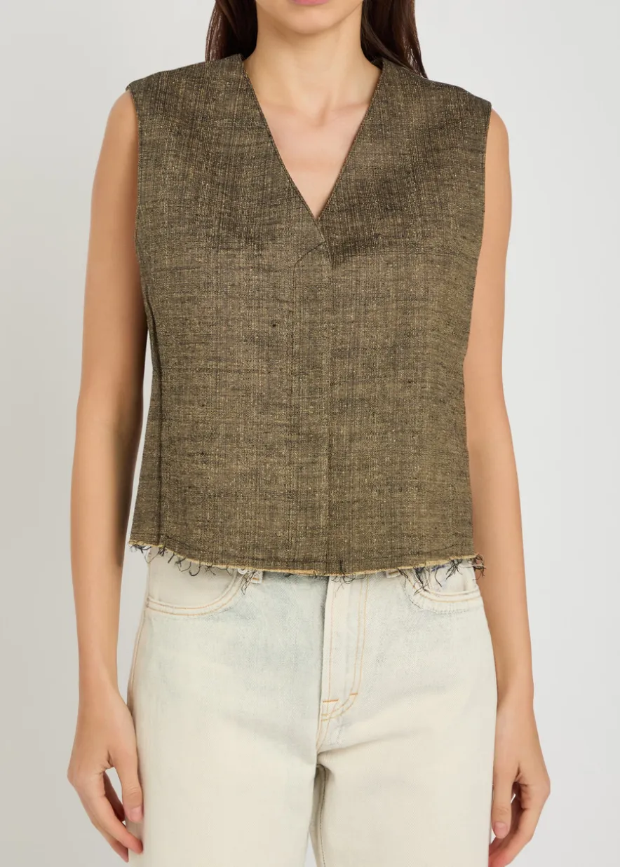 Base linen and silk-blend waistcoat