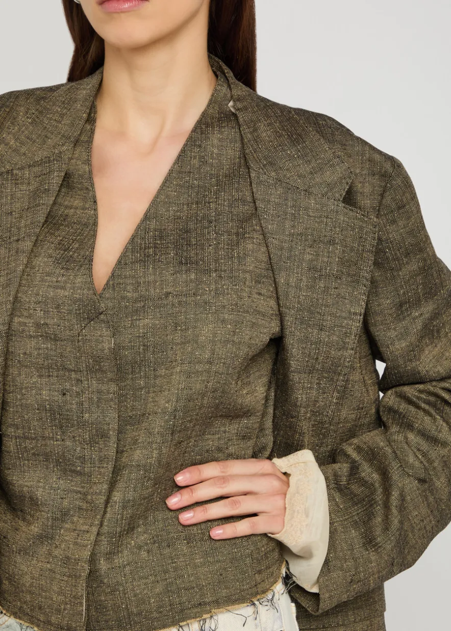 Base linen and silk-blend waistcoat