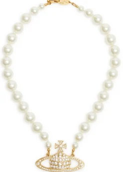 Bas Relief orb faux pearl choker