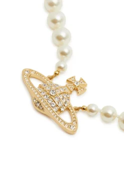 Bas Relief orb faux pearl choker
