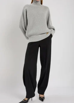 Batwing ribbed wool jumper