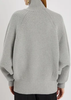 Batwing ribbed wool jumper