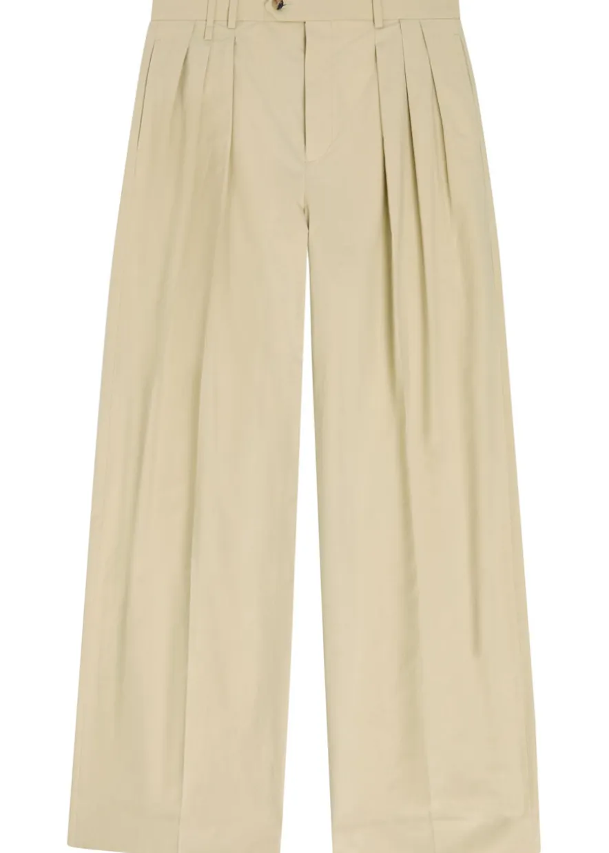 Baxter pleated wide-leg cotton trousers