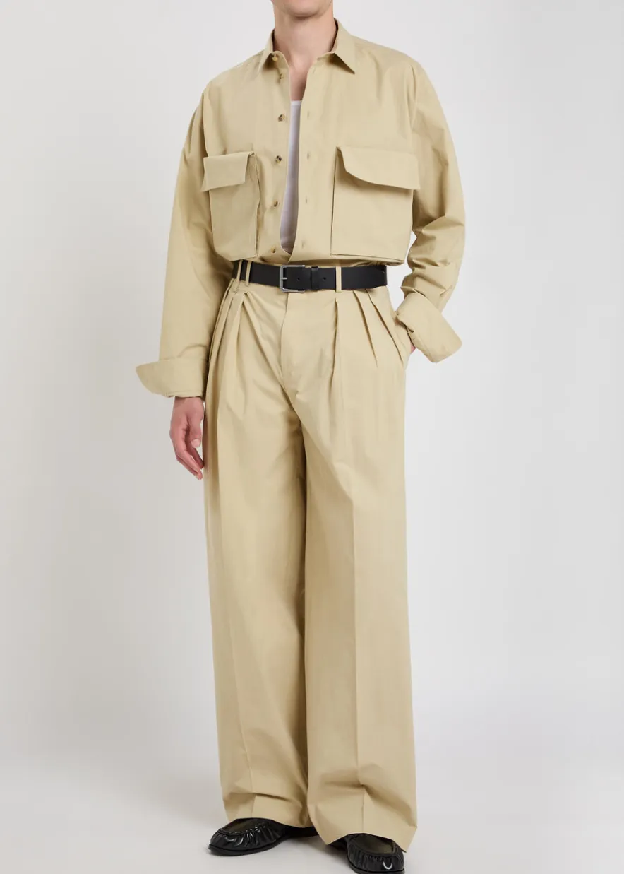 Baxter pleated wide-leg cotton trousers