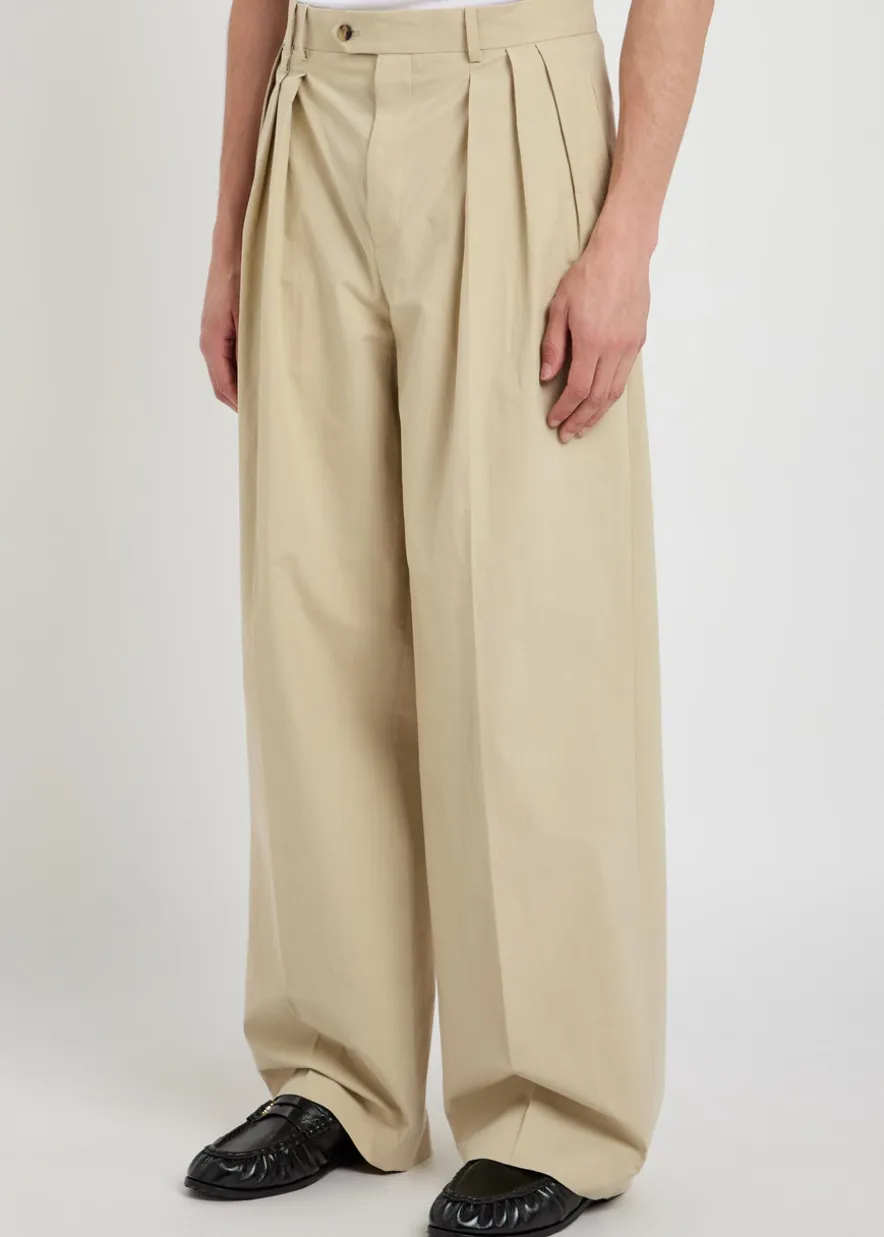 Baxter pleated wide-leg cotton trousers