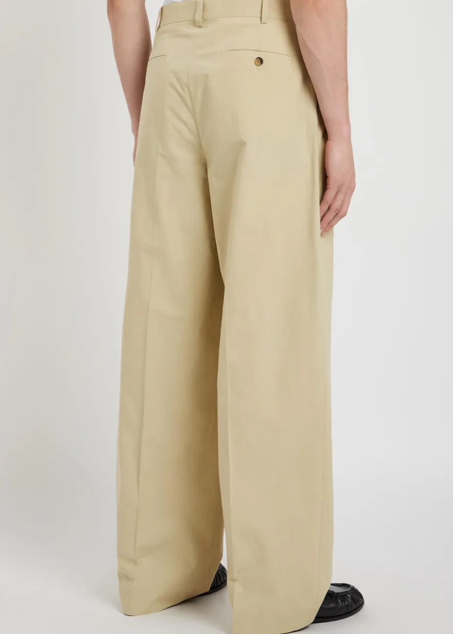 Baxter pleated wide-leg cotton trousers