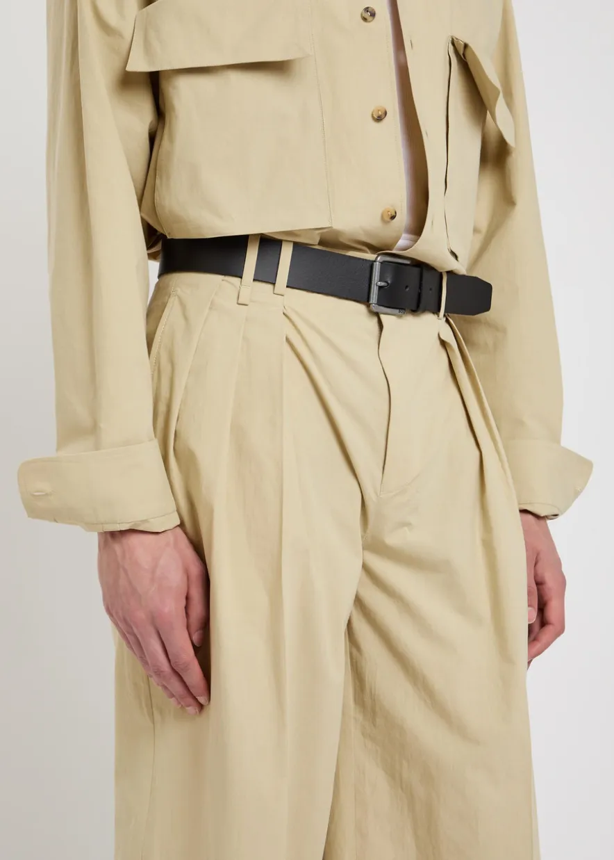 Baxter pleated wide-leg cotton trousers