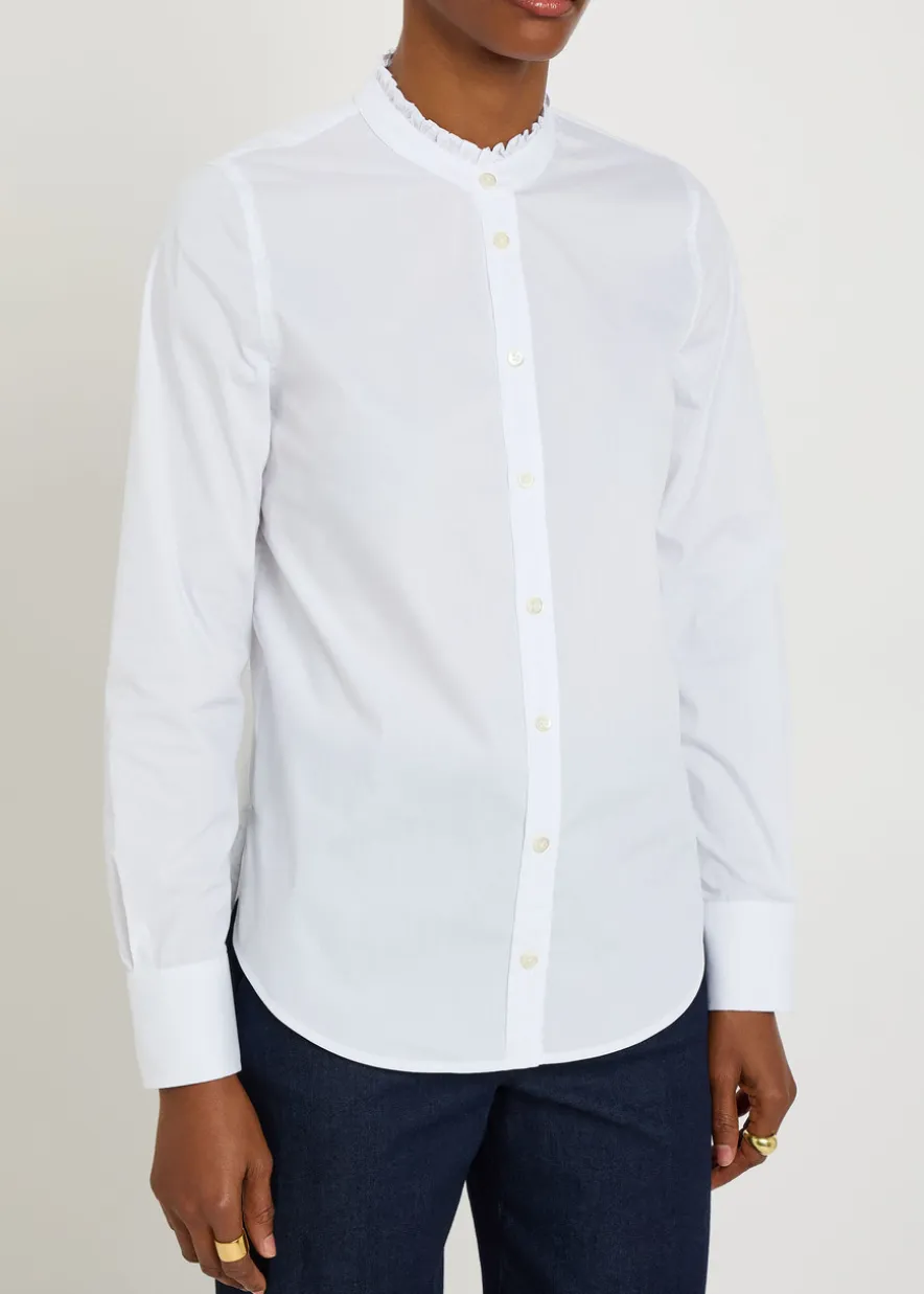 Bays frill cotton-blend poplin shirt