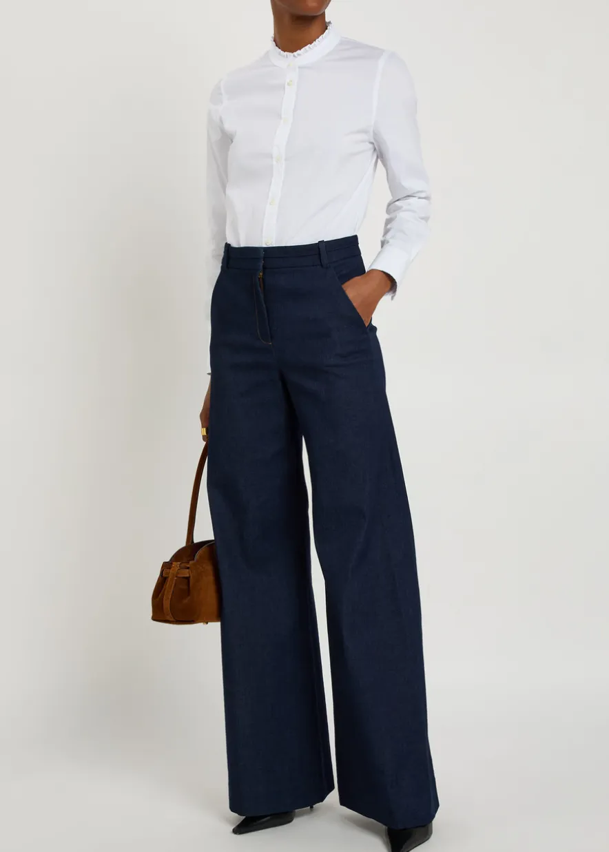 Bays frill cotton-blend poplin shirt