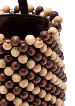 Beaded leather bucket bag
