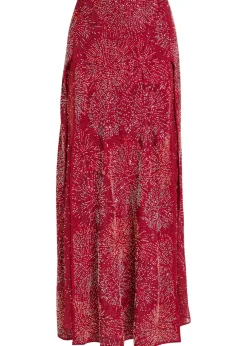 Bead-embellished chiffon maxi skirt